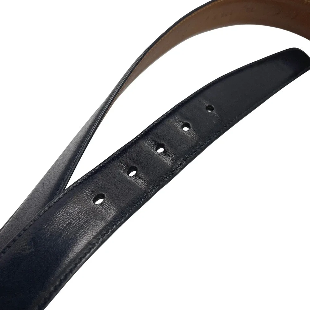 VTG Trafalger‎ Cortina Belt Black Men's 44 Genuine Leather Brass Buckle USA Made